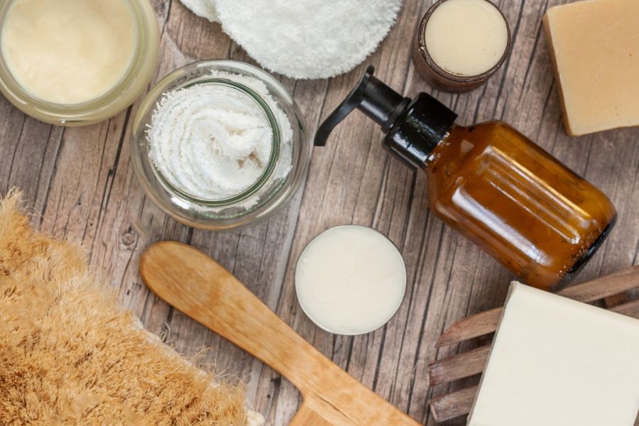 Zero waste travel toiletries for sustainable vegan travel