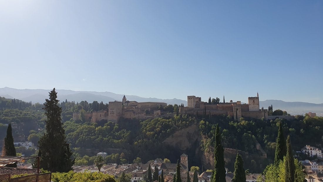 podcast 21 castle 300x169 1 View of the Alhambra in Granada near southern Spain vegan travel