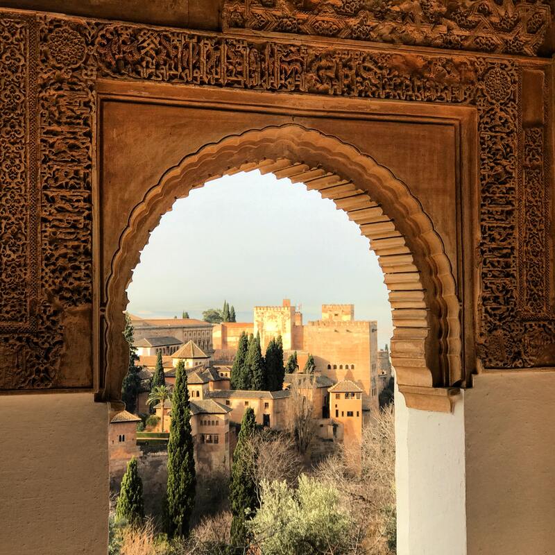 podcast 21 southern spain town Alhambra view in Granada near Meson Mudejar Vegan Hotel
