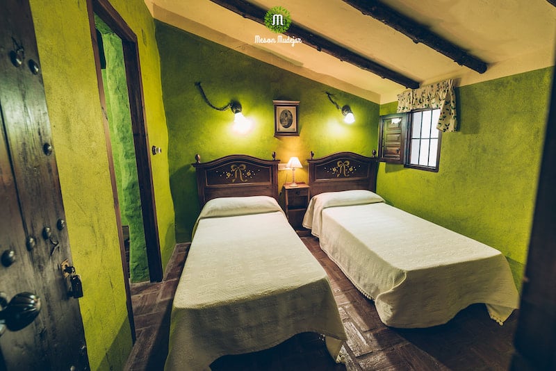 podcast 21 twin beds Twin room at former Meson Mudejar Vegan Hotel in Spain