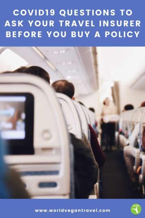 ext: Covid19 questions to ask your travel insurer before you buy a policy. A photo of the back of the seats on a plane.