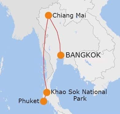 map of WVT Thailand trip