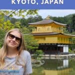 A woman standing outside a pagoda in kyoto japan with the text: Best restaurants for vegans in Kyoto Japan