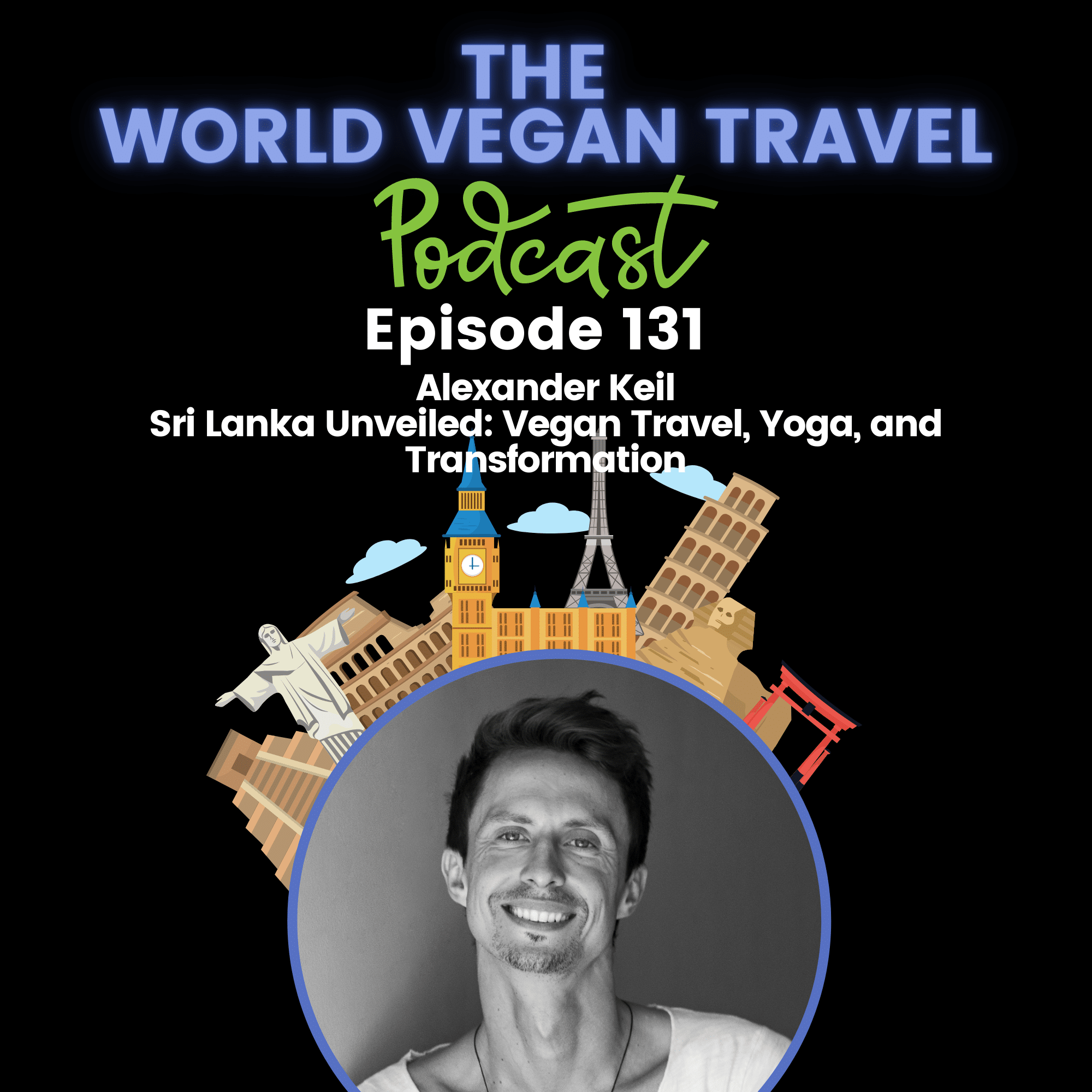 A man smiling_TEXT_World Vegan Sri Lanka Unveiled: Vegan Travel, Yoga, and Transformation | Alexander Keil | Ep 131_