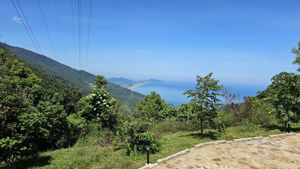 View of Vietnam’s coastline and mountains from a scenic lookout on a World Vegan Travel trip