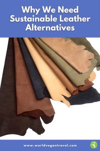 Sustainable leather alternatives in different colors laid out flat