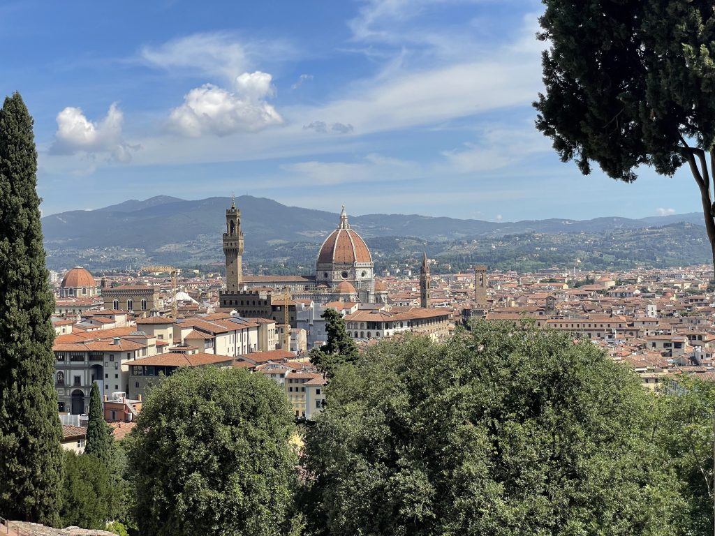 Scenic view of Florence, Italy with the iconic Duomo in the distance