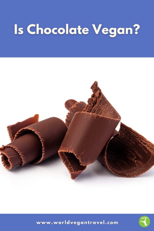 A close-up of smooth dark chocolate curls on a white background.