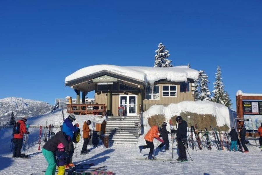 Raven’s Nest lodge at the top of the Creekside gondola on Whistler Mountain.