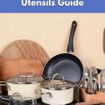 Essential vegan kitchen tools and utensils neatly arranged, including pots, frying pan, and whisks — World Vegan Travel