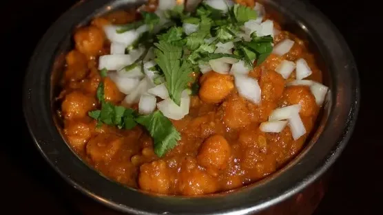 Vegan chickpea curry served at a Squamish restaurant.
