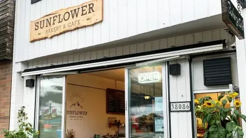 Sunflower Bakery and Café in Squamish with vegan baked goods on display.