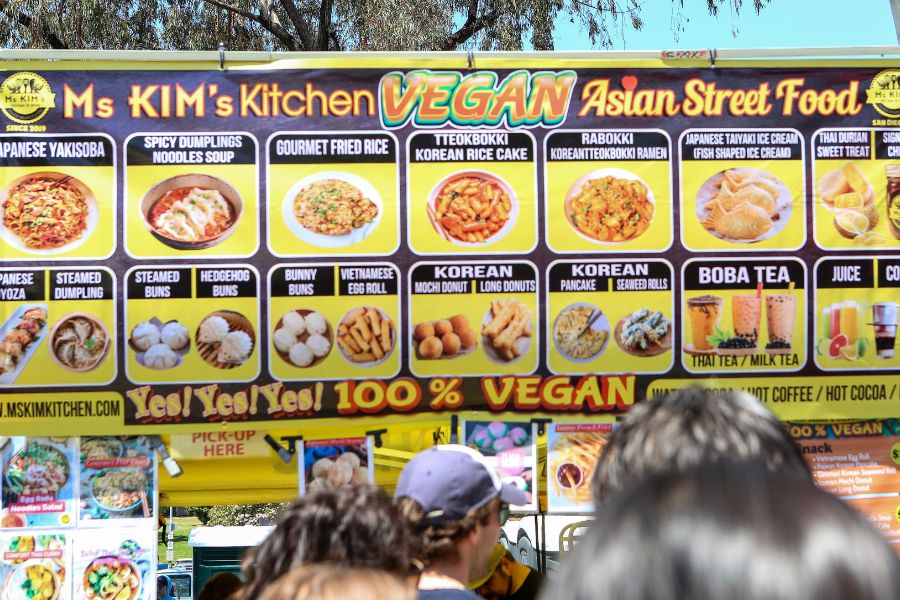Vegan street food stall at San Diego vegan events festival