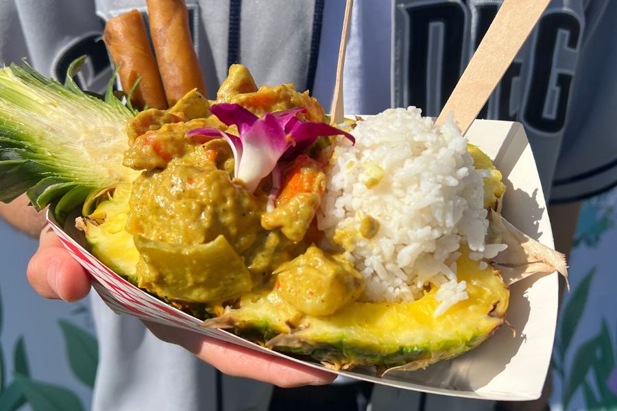 Plant-based meal at San Diego vegan events food stall