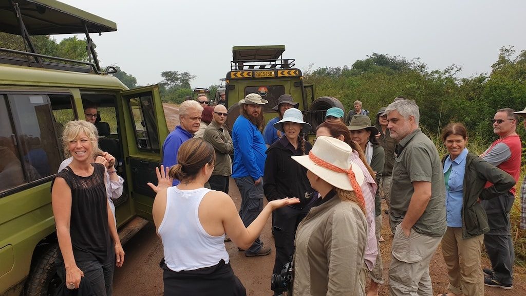 2019 06 25 09 21 04 Group travel guests on safari with tour vehicles