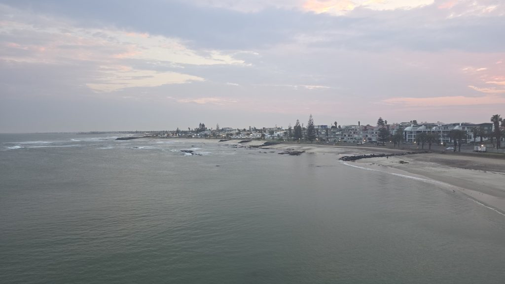 Atlantic coastline and buildings in Swakopmund, Namibia